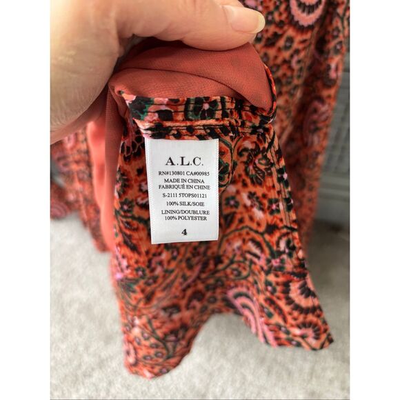 NWOT A.L.C. Women's Brown Bryce Silk Blouse Top Sz 4, $375 B9 - Picture 6 of 7